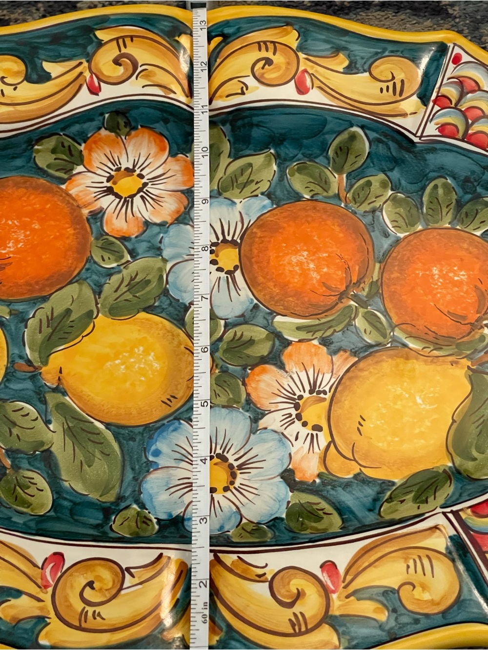Vintage VIETRI Italy Hand-Painted Majolica Fruit Platter - Picture 5 of 5